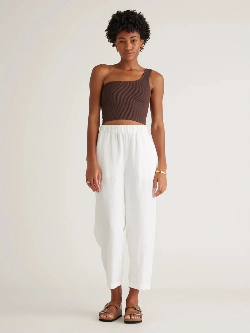 Quince Women’s 100% European Linen Pants, White, Large, Coastal Lightweight Chic